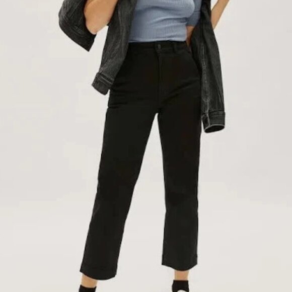 Everlane Pants - EVERLANE The Straight-Leg Crop Pants Black Size 6